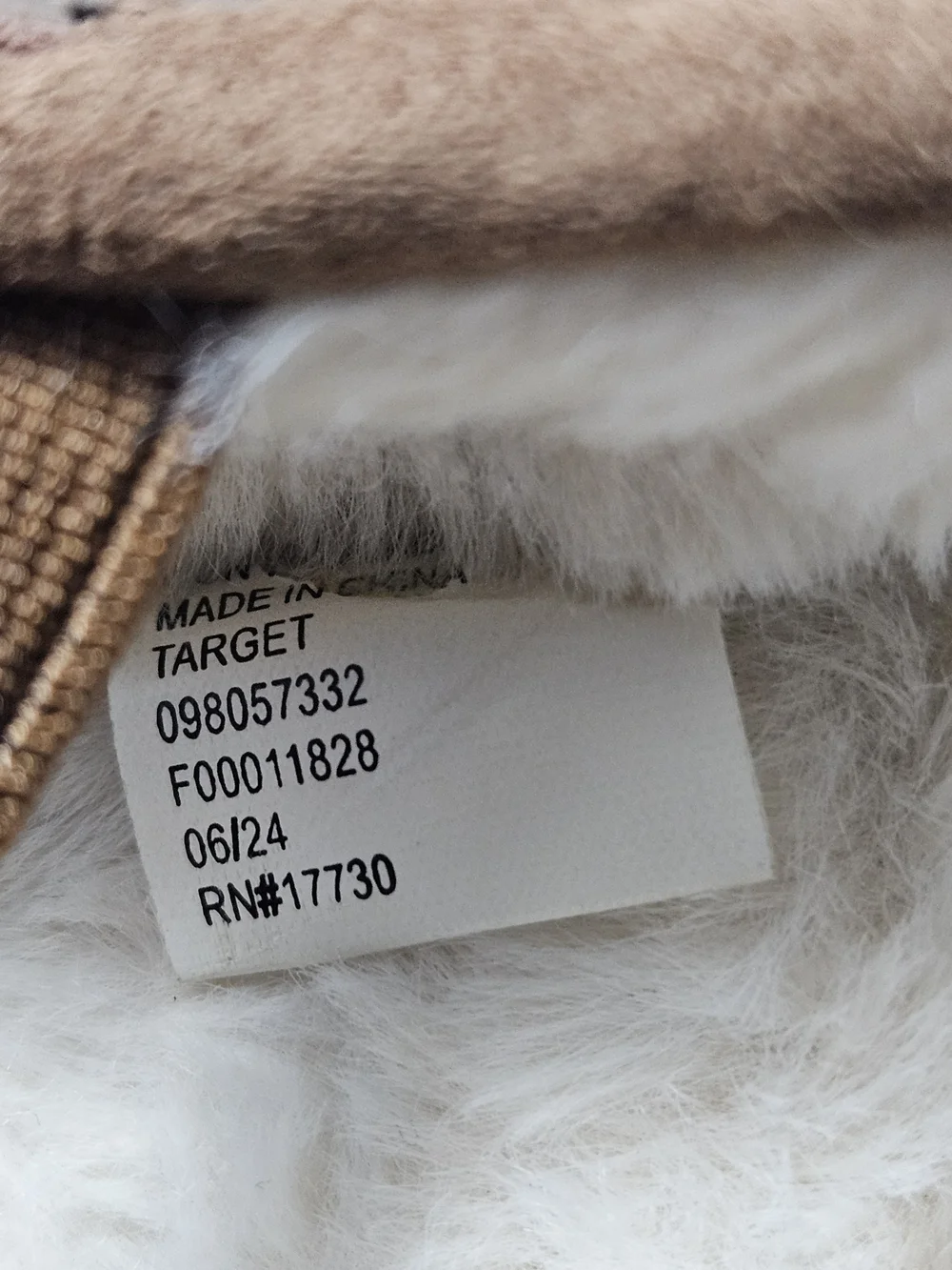 Target Girls Size 10 Brown and White Faux Fur Moccasin Slippers